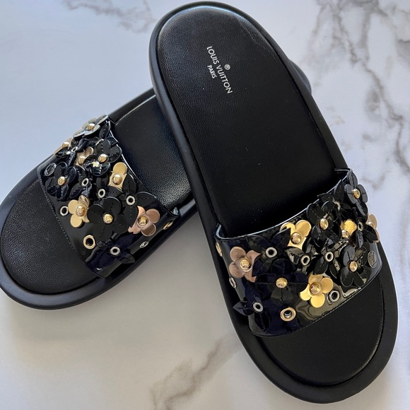 LV Louis Vuitton Floral Sandals/Flip Flops - Picture 2 of 8